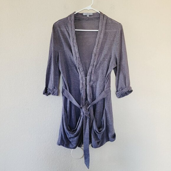 Nordstrom Classiques Entrier 100% Linen Cardigan Sweater Size Medium Belted - Picture 1 of 11